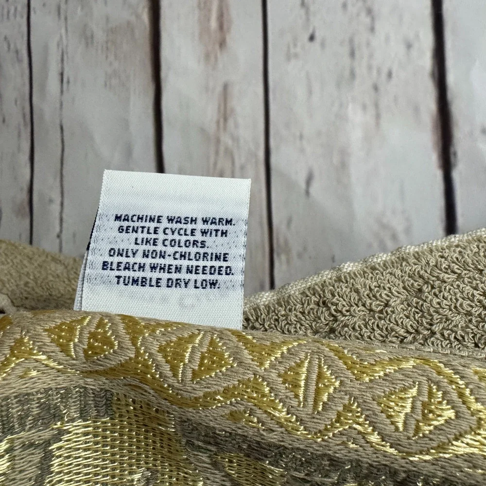 Charter Club 3 Bath Towels 4 Wash Cloth Elephant Safari Egyptian Gold Camel NEW